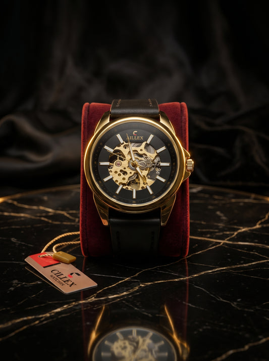 CILLEX Skeleton Gold Automatic Watch – Prestige Edition