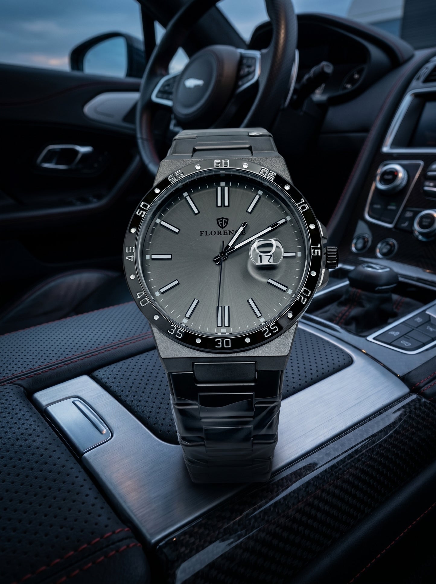 Florence Black Steel Executive Watch