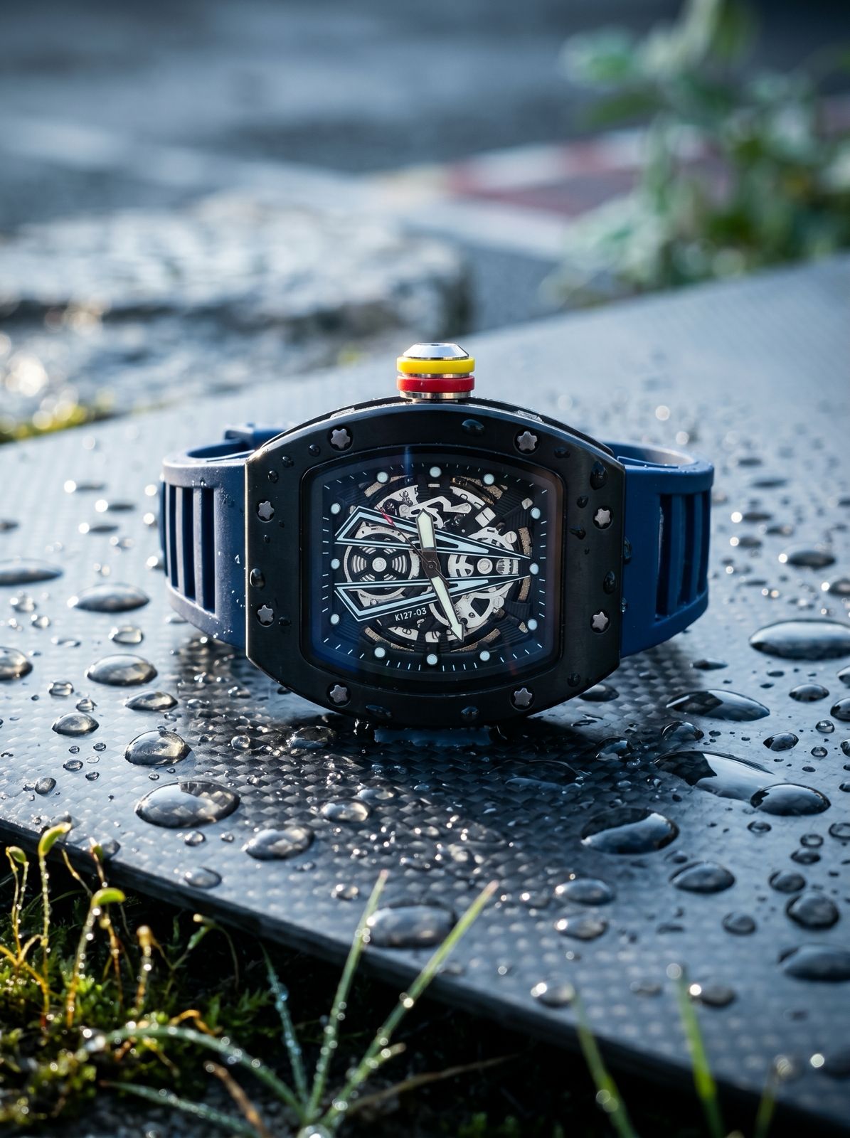 HODI Skeleton Black Rubber Strap Watch K127-03