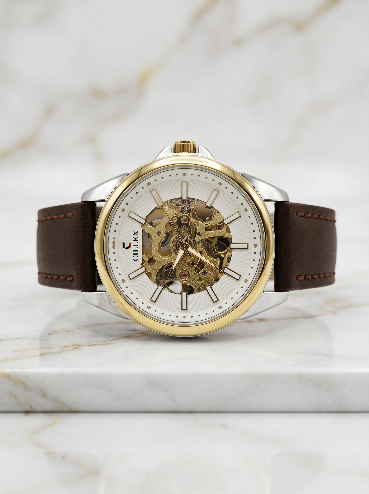 CILLEX Skeleton Gold Automatic Watch – Prestige Edition