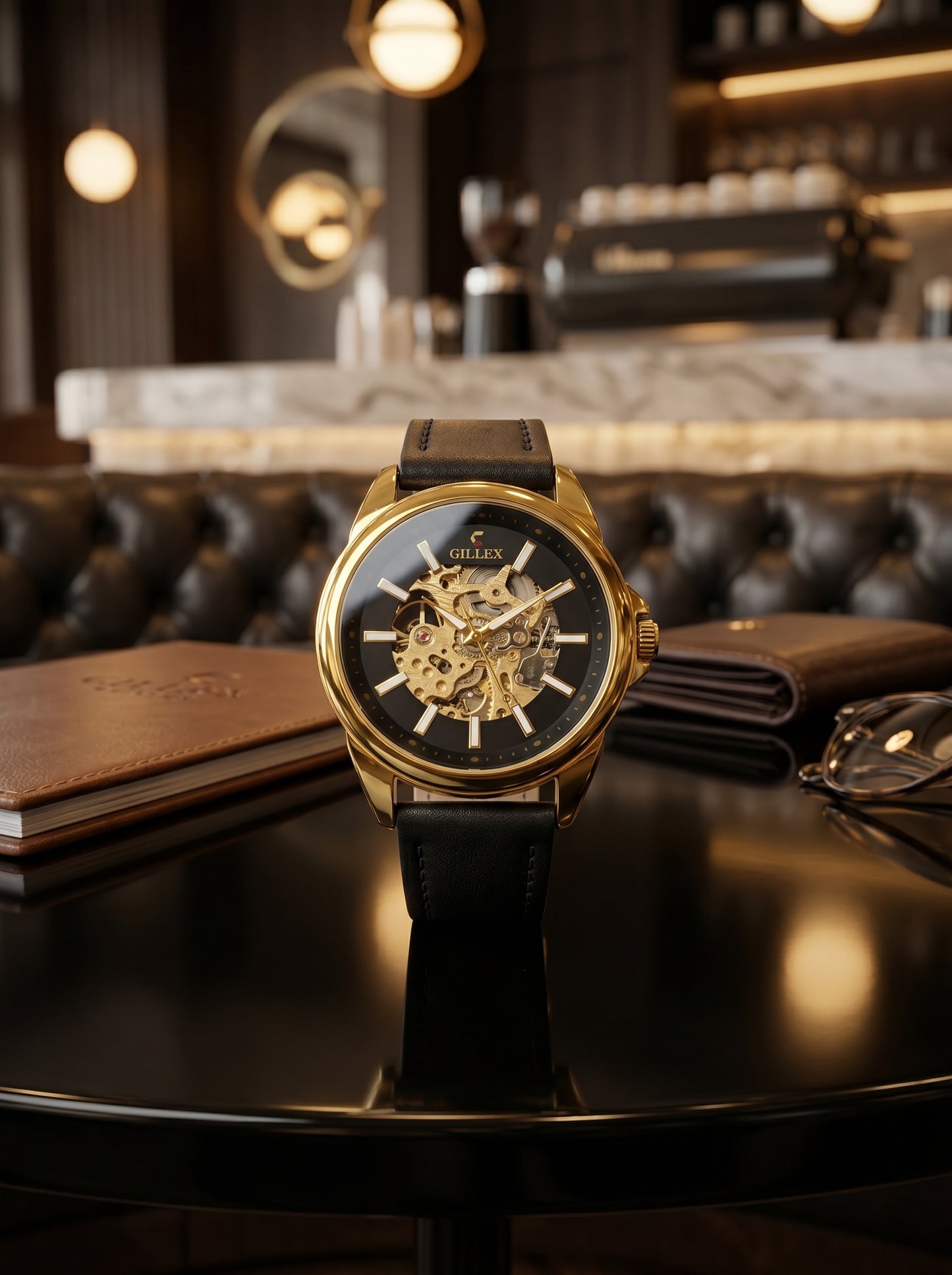 CILLEX Skeleton Gold Automatic Watch – Prestige Edition