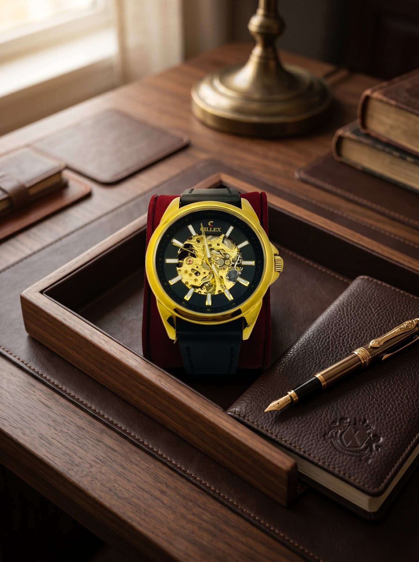 CILLEX Skeleton Gold Automatic Watch – Prestige Edition