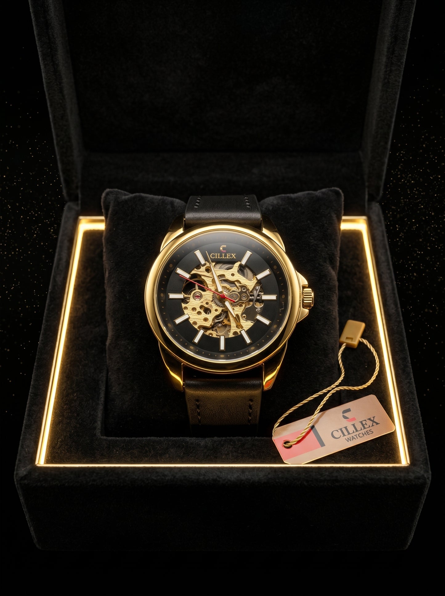 CILLEX Skeleton Gold Automatic Watch – Prestige Edition