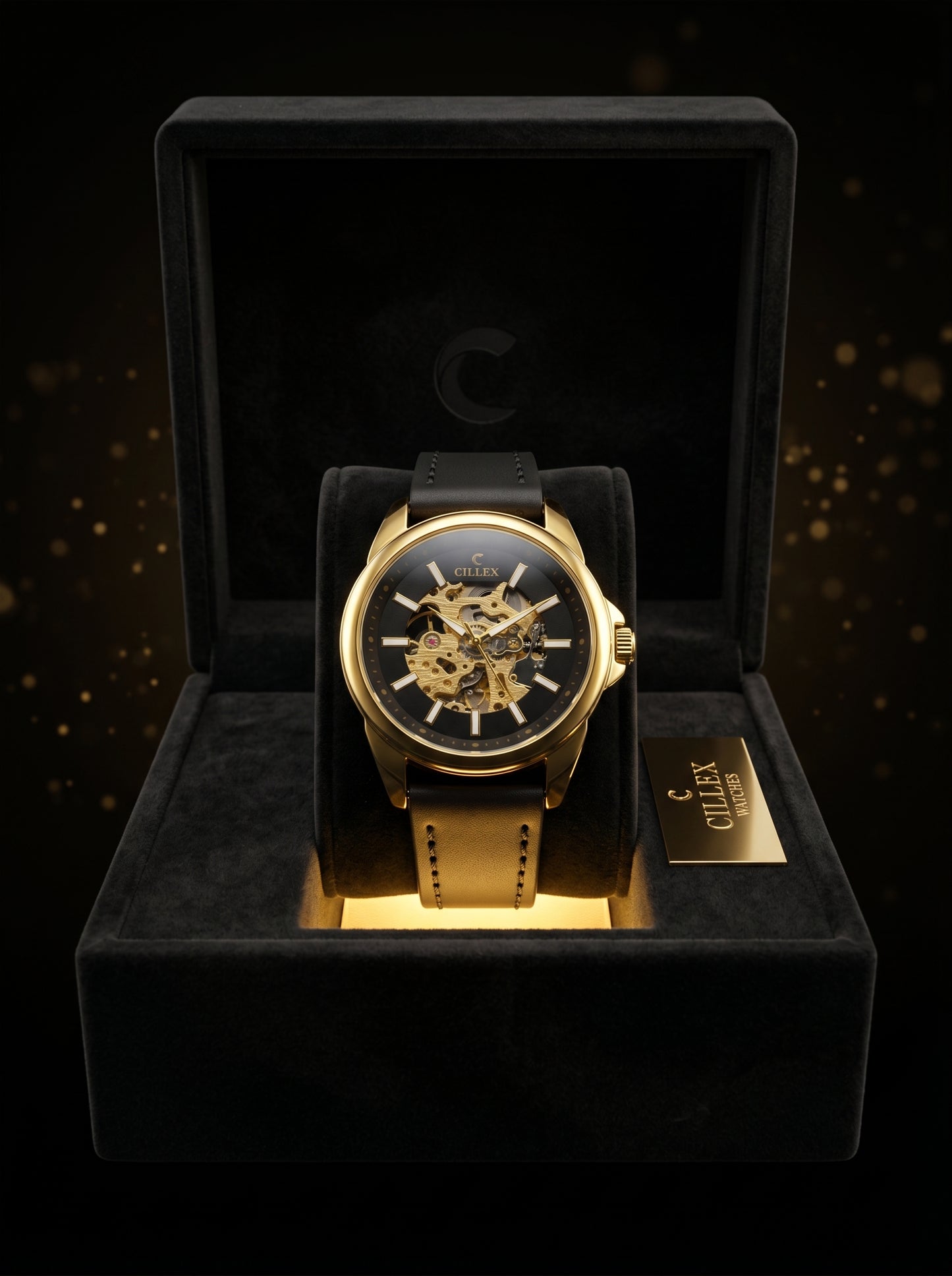 CILLEX Skeleton Gold Automatic Watch – Prestige Edition