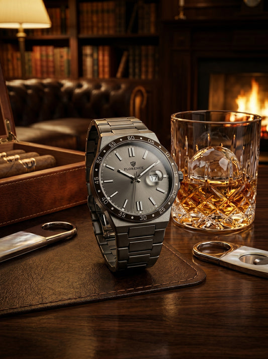 Florence Black Steel Executive Watch