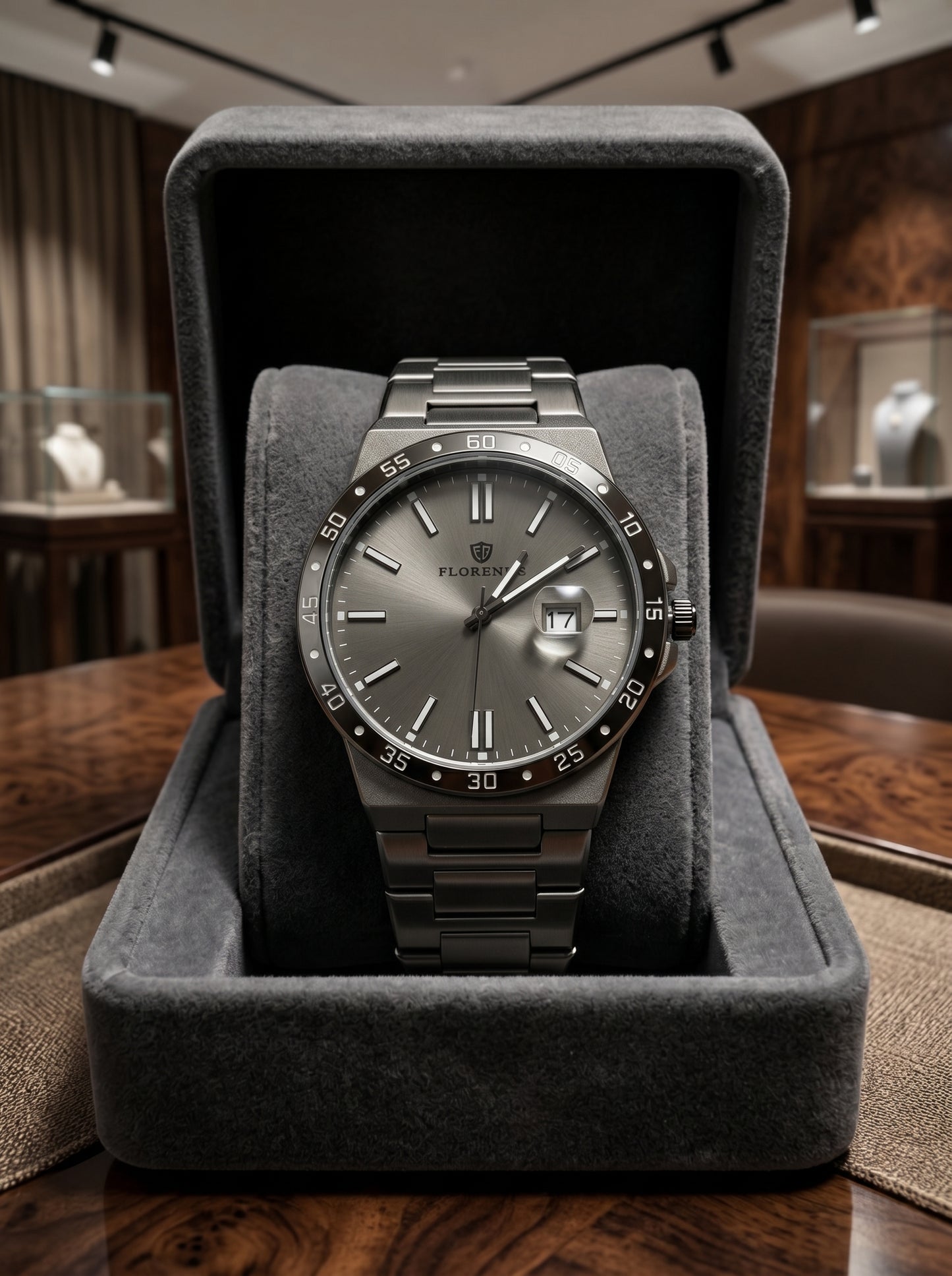 Florence Black Steel Executive Watch