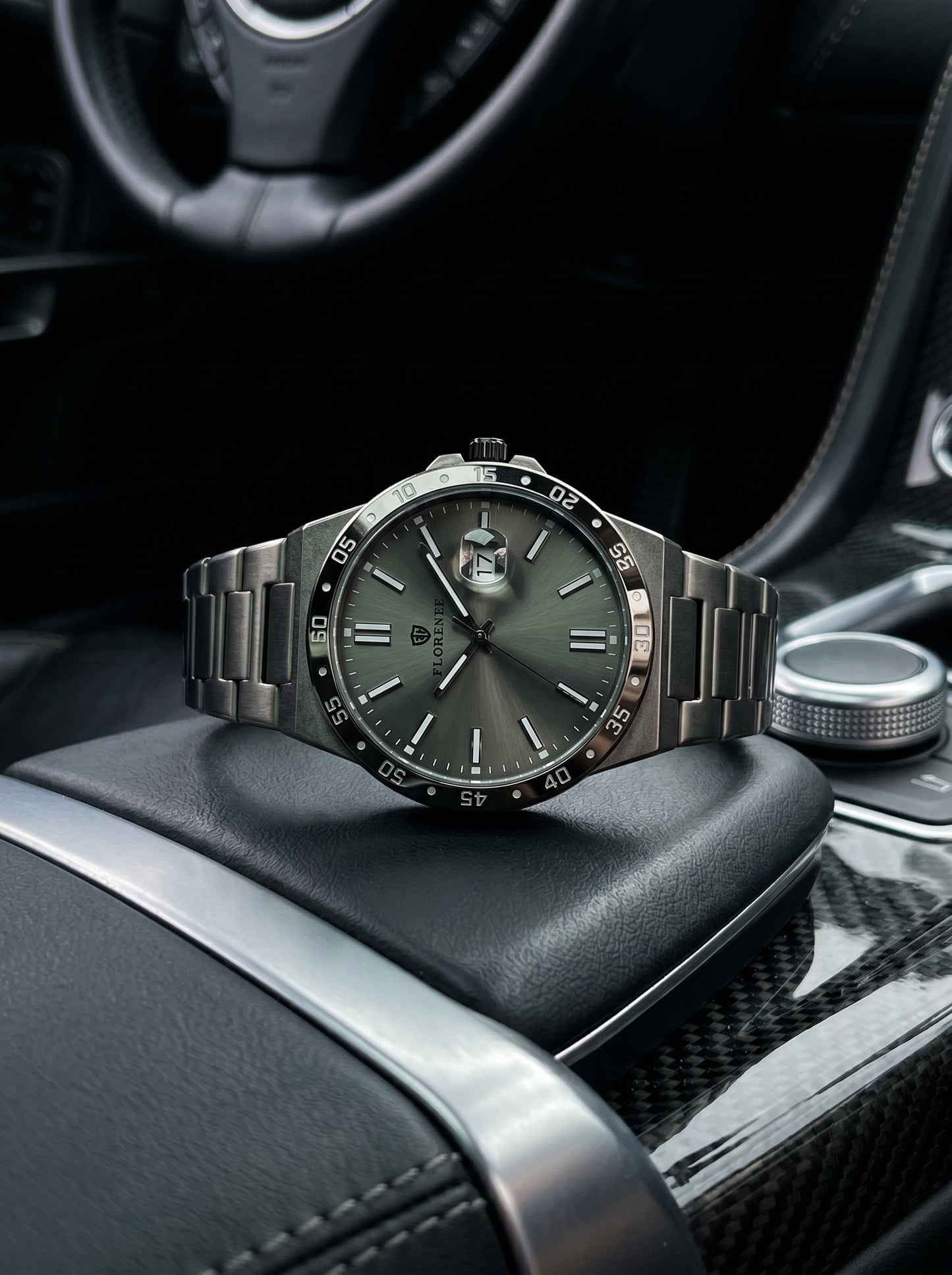 Florence Black Steel Executive Watch