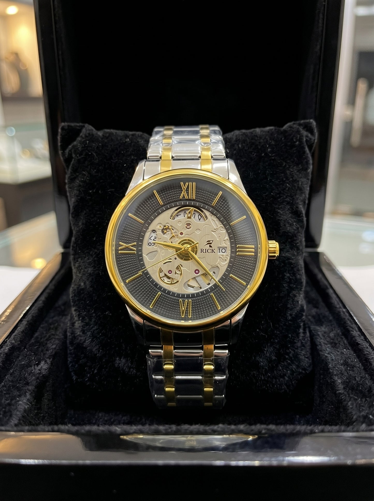 Rick Luxury Skeleton Two-Tone Stainless Steel Watch – Premium Open Dial Luxury Timepiece
