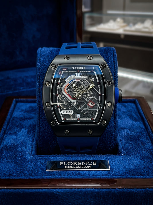 Florence RM50 Skeleton Luxury Sports Watch – Premium Blue Strap Edition