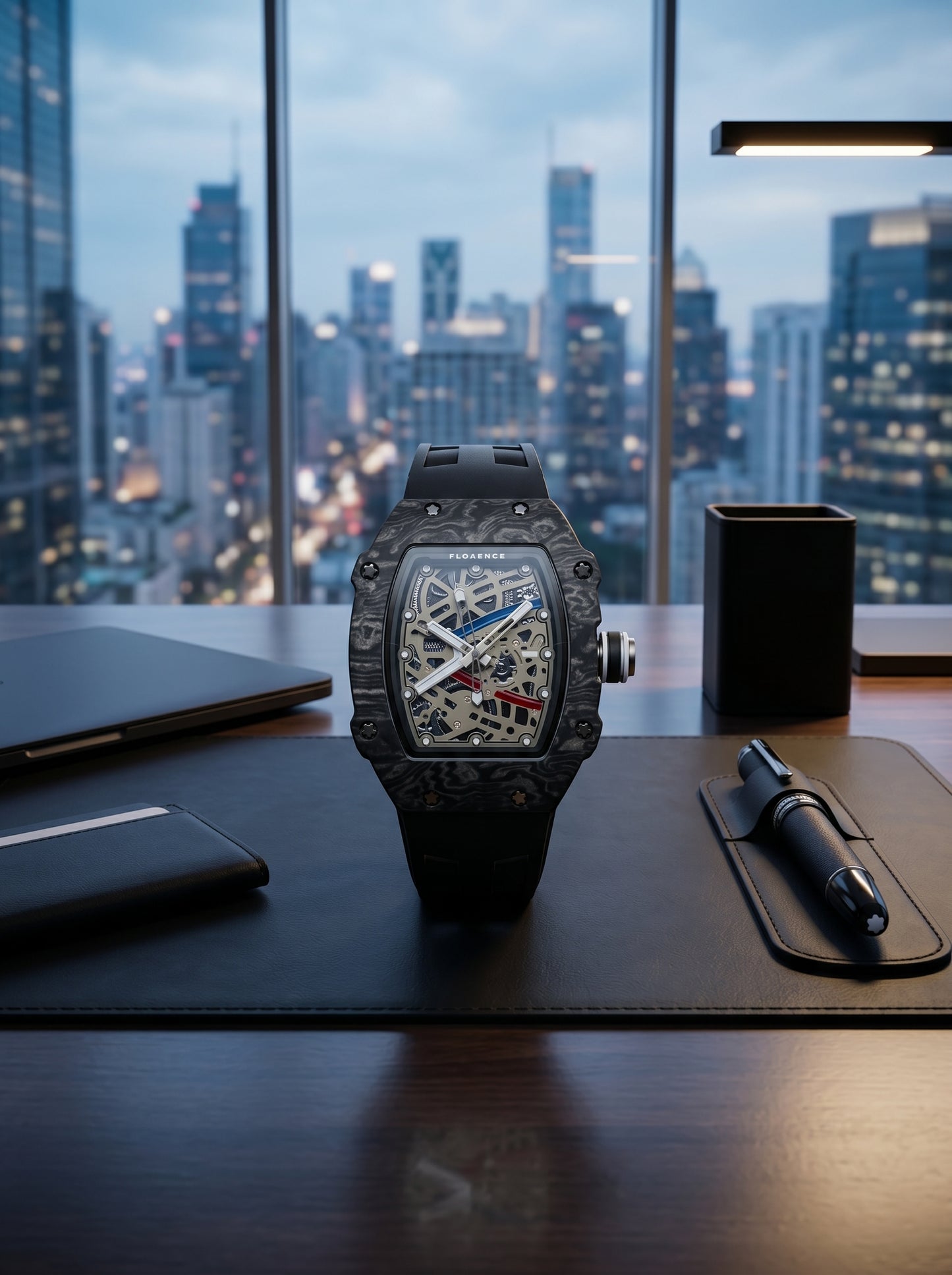 Florence Carbon Fiber Skeleton Luxury Sports Watch – Black Edition