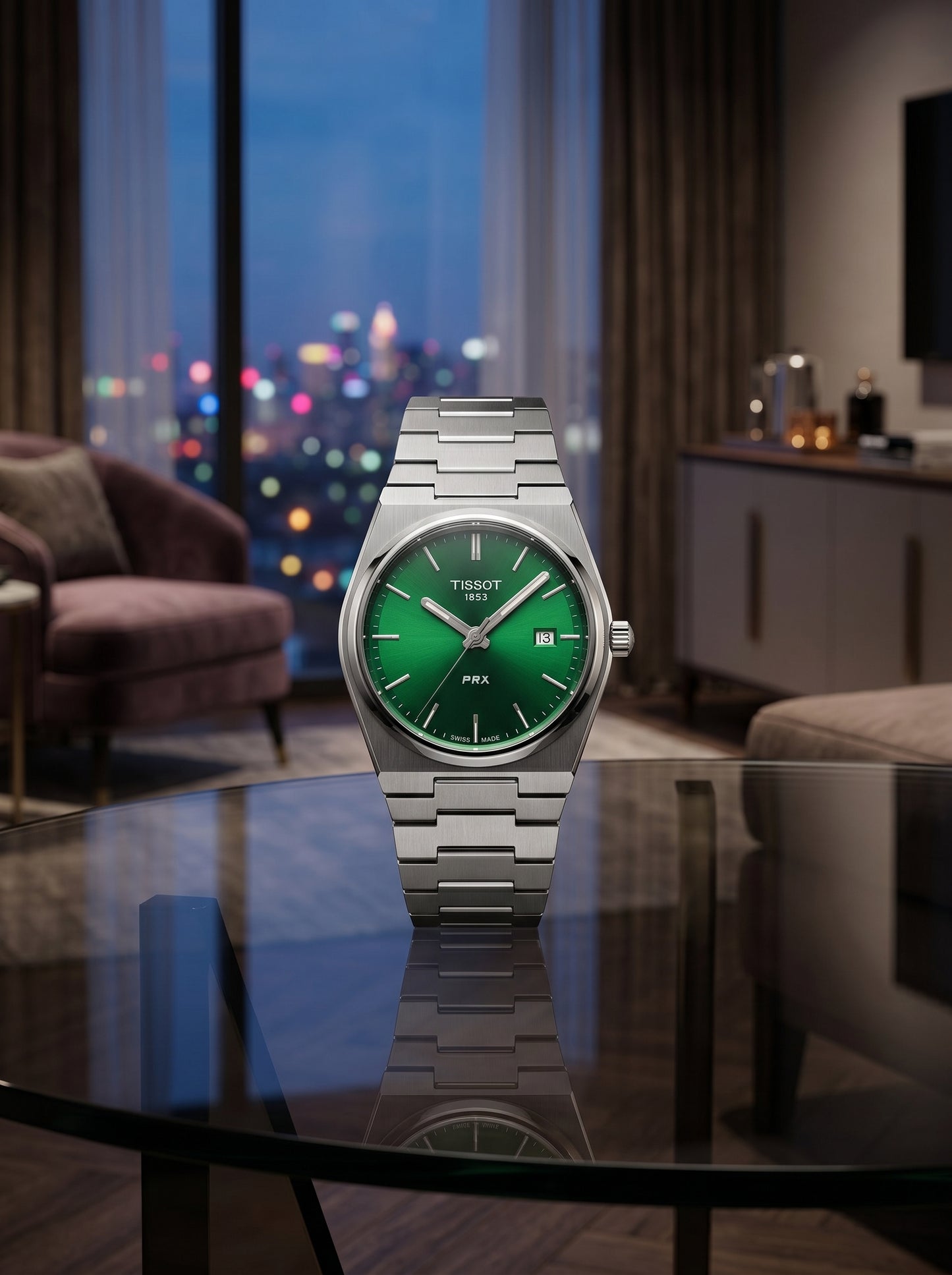 Tissot PRX Luxury Watch – Green & Black Dial Stainless Steel Edition