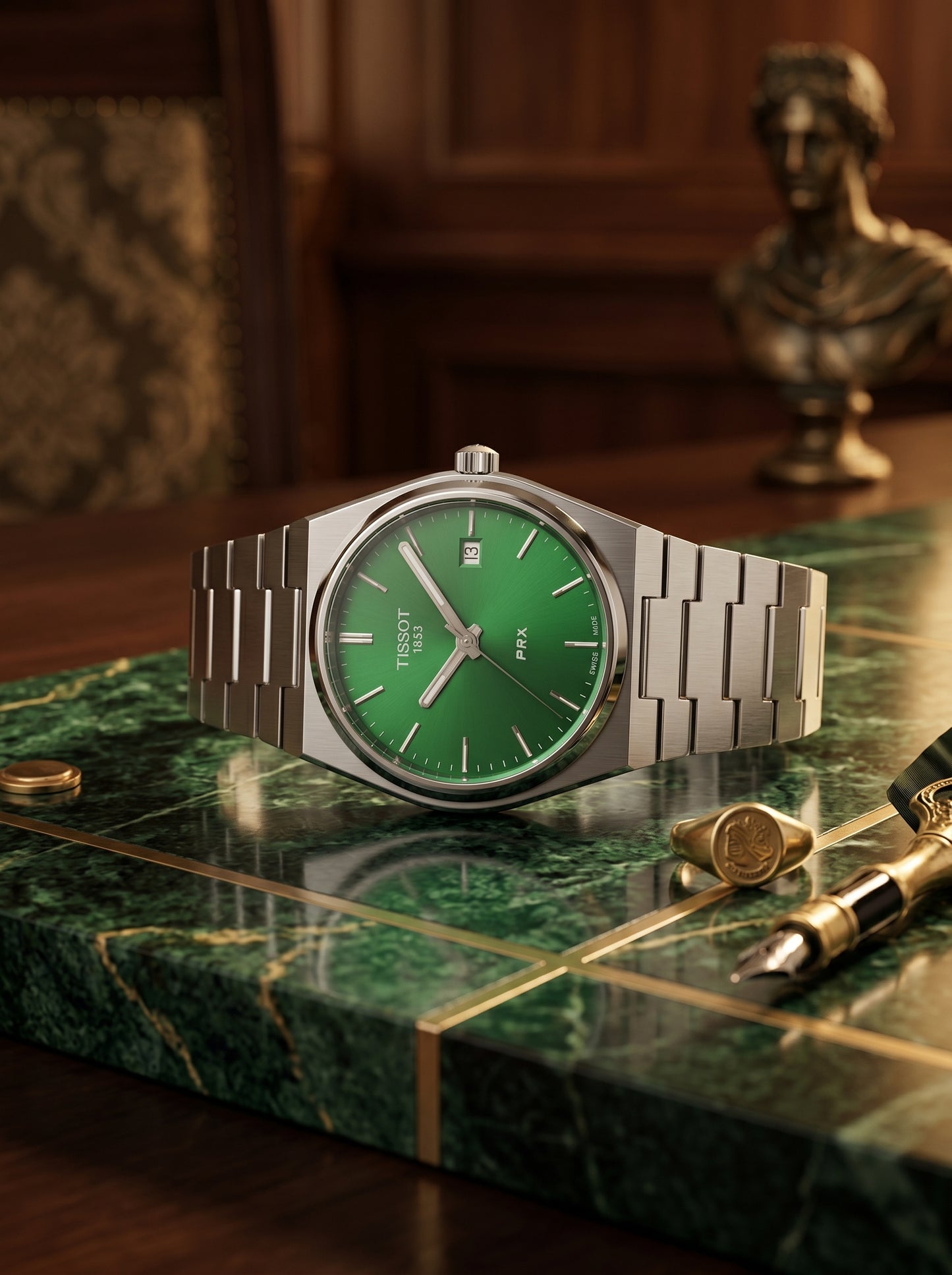 Tissot PRX Luxury Watch – Green & Black Dial Stainless Steel Edition