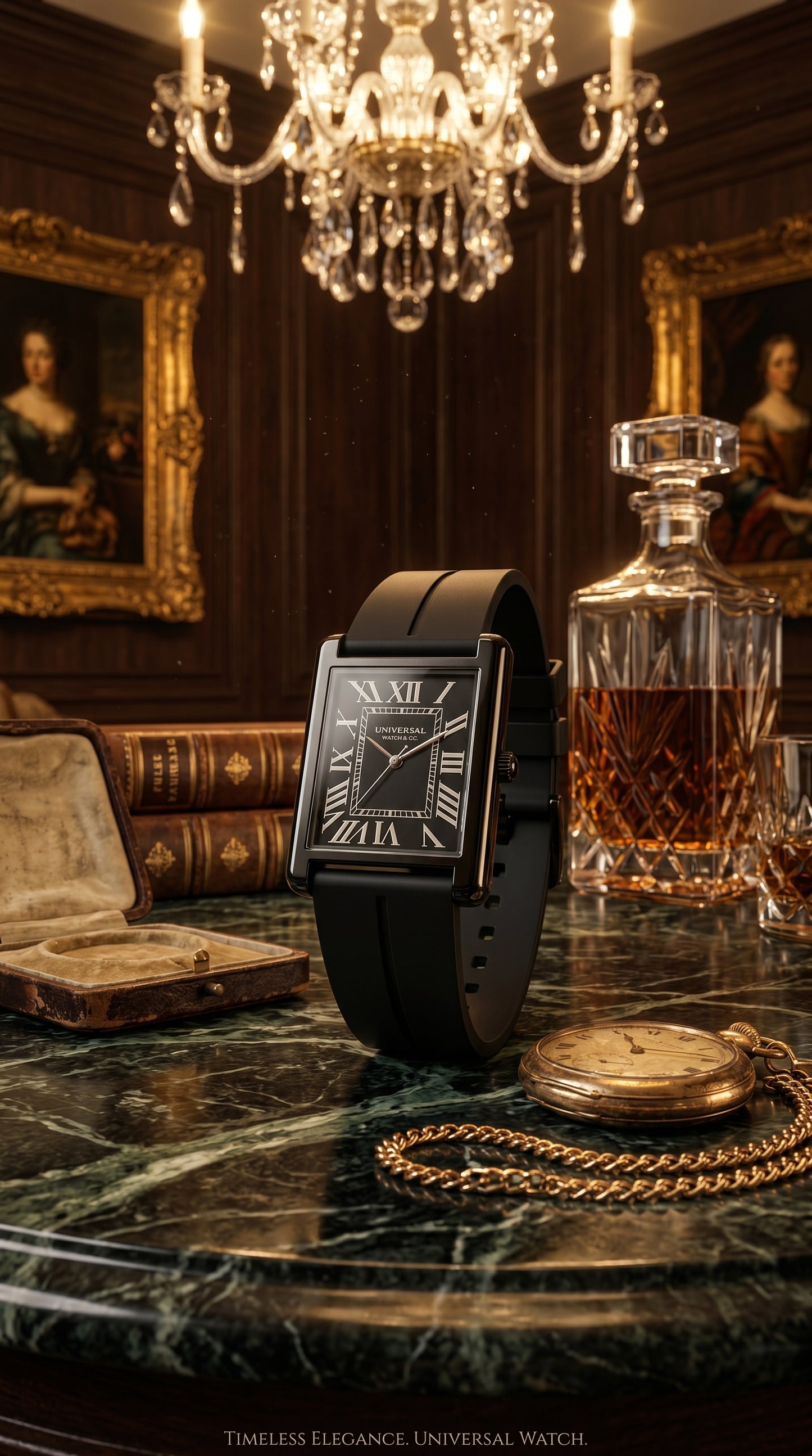 Universe Point Noir Rectangle Watch – Luxury Classic Collection