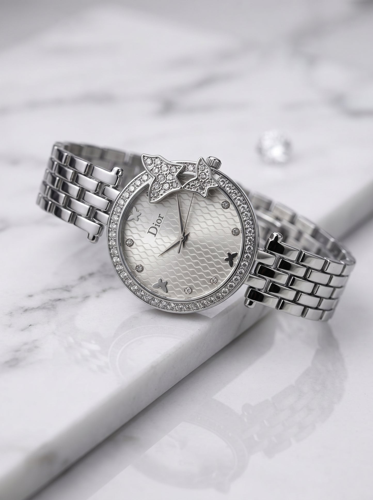 Dior Le Papillon Diamond Luxury Watch – Silver Butterfly Edition