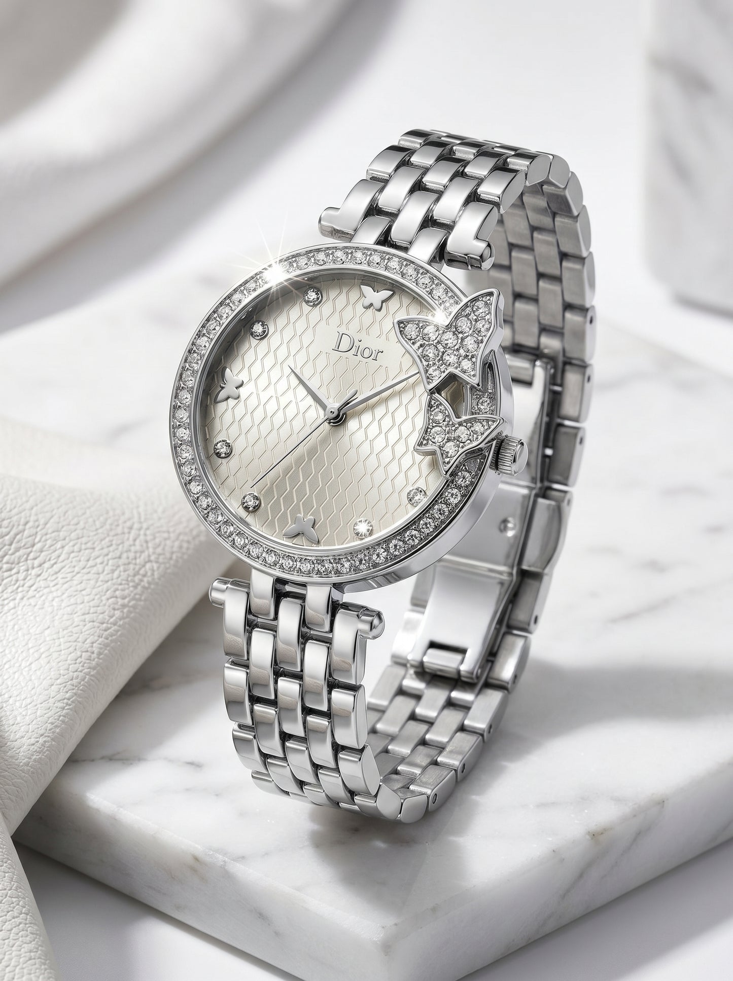 Dior Le Papillon Diamond Luxury Watch – Silver Butterfly Edition