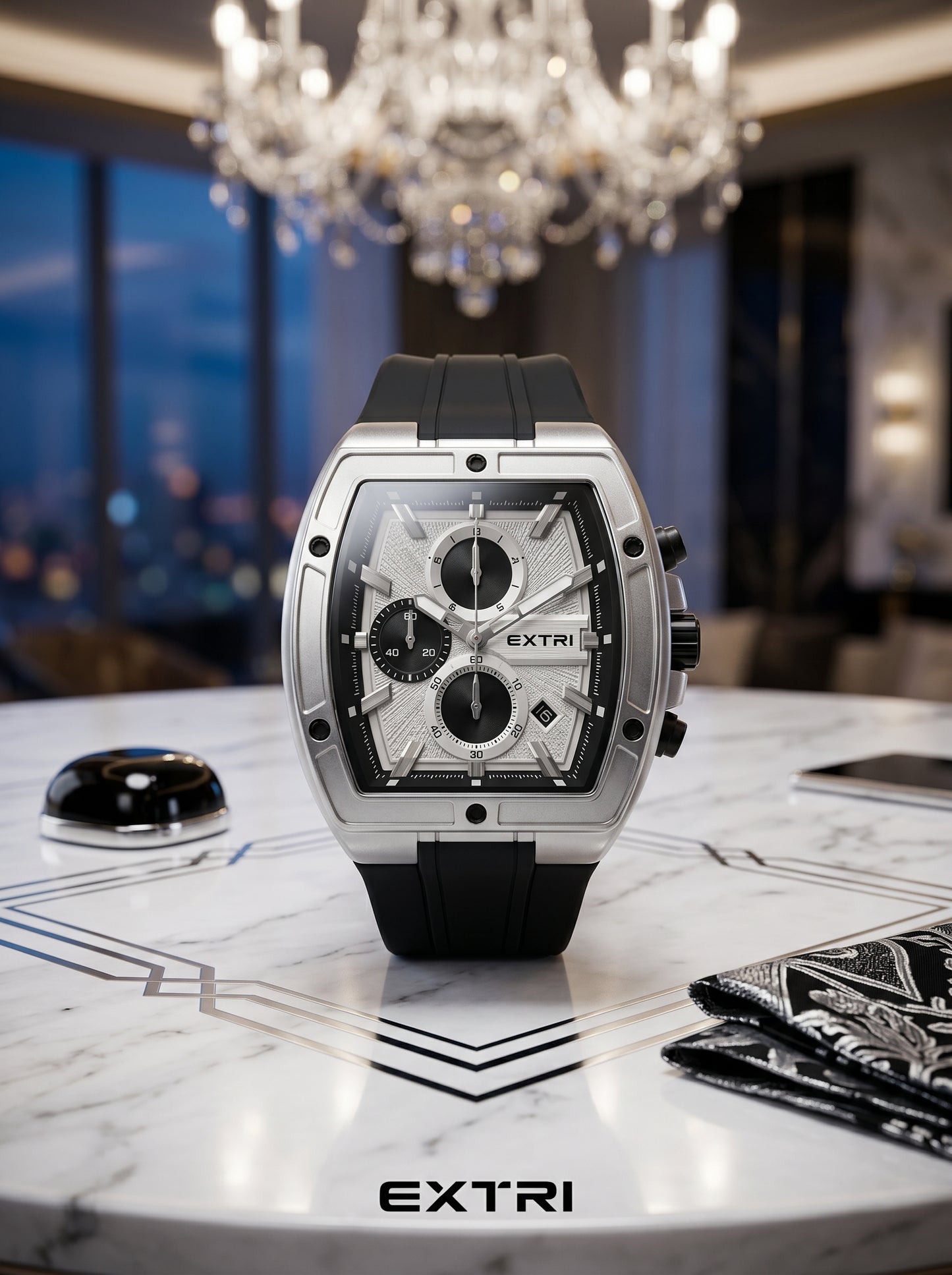 EXTRI Chronograph Tonneau Watch – X6089 Imperial Silver Edition