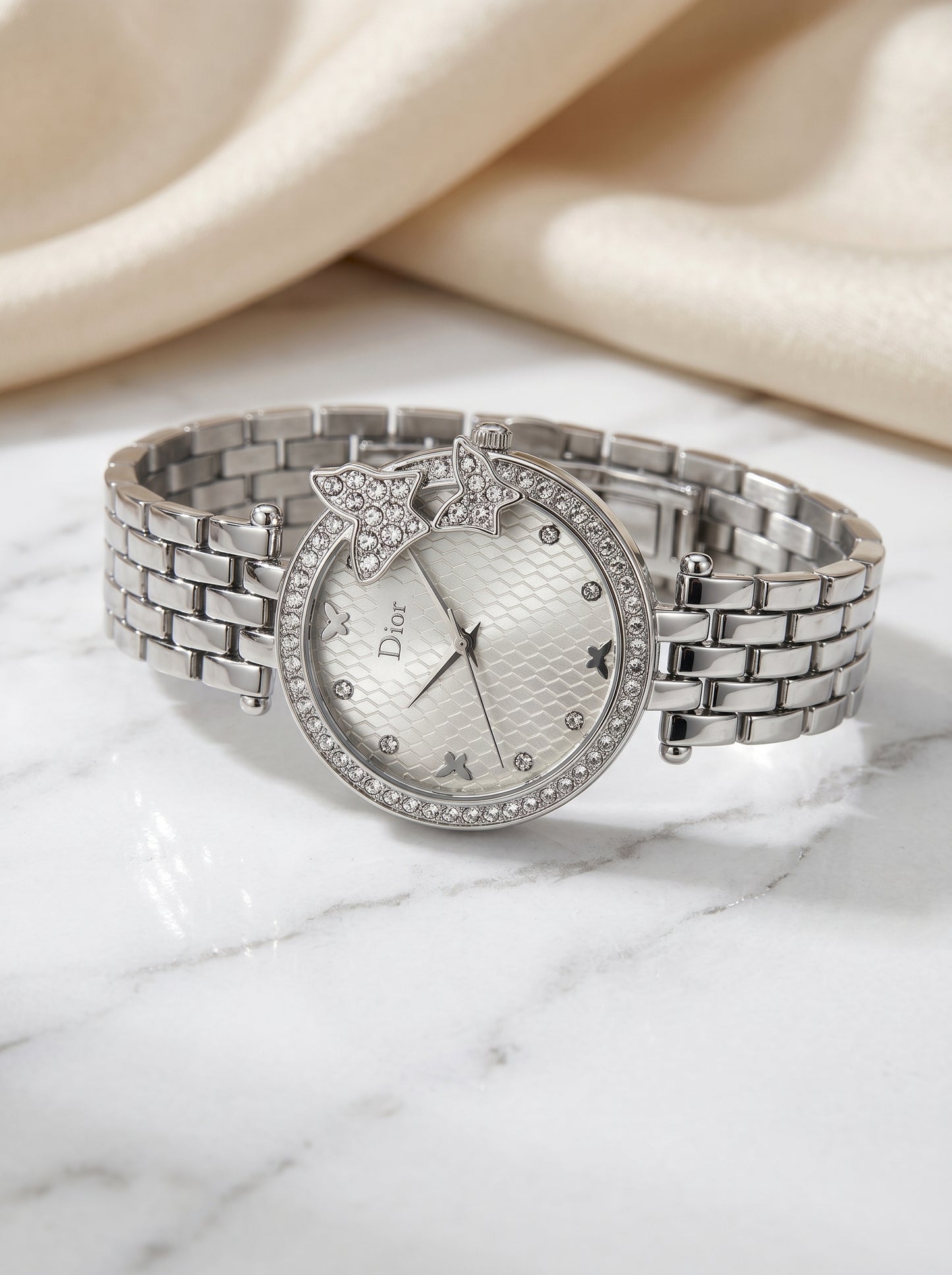Dior Le Papillon Diamond Luxury Watch – Silver Butterfly Edition