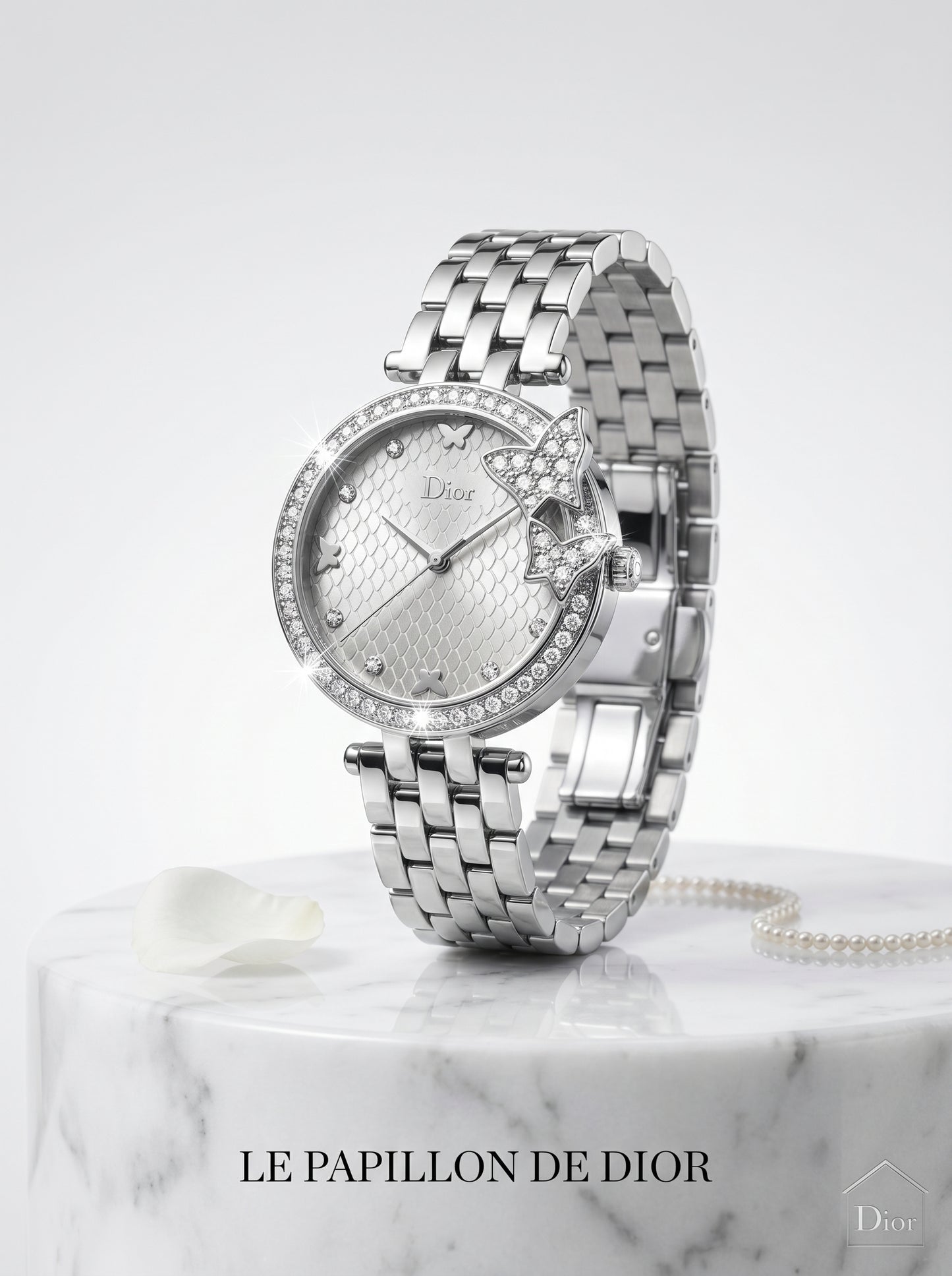 Dior Le Papillon Diamond Luxury Watch – Silver Butterfly Edition