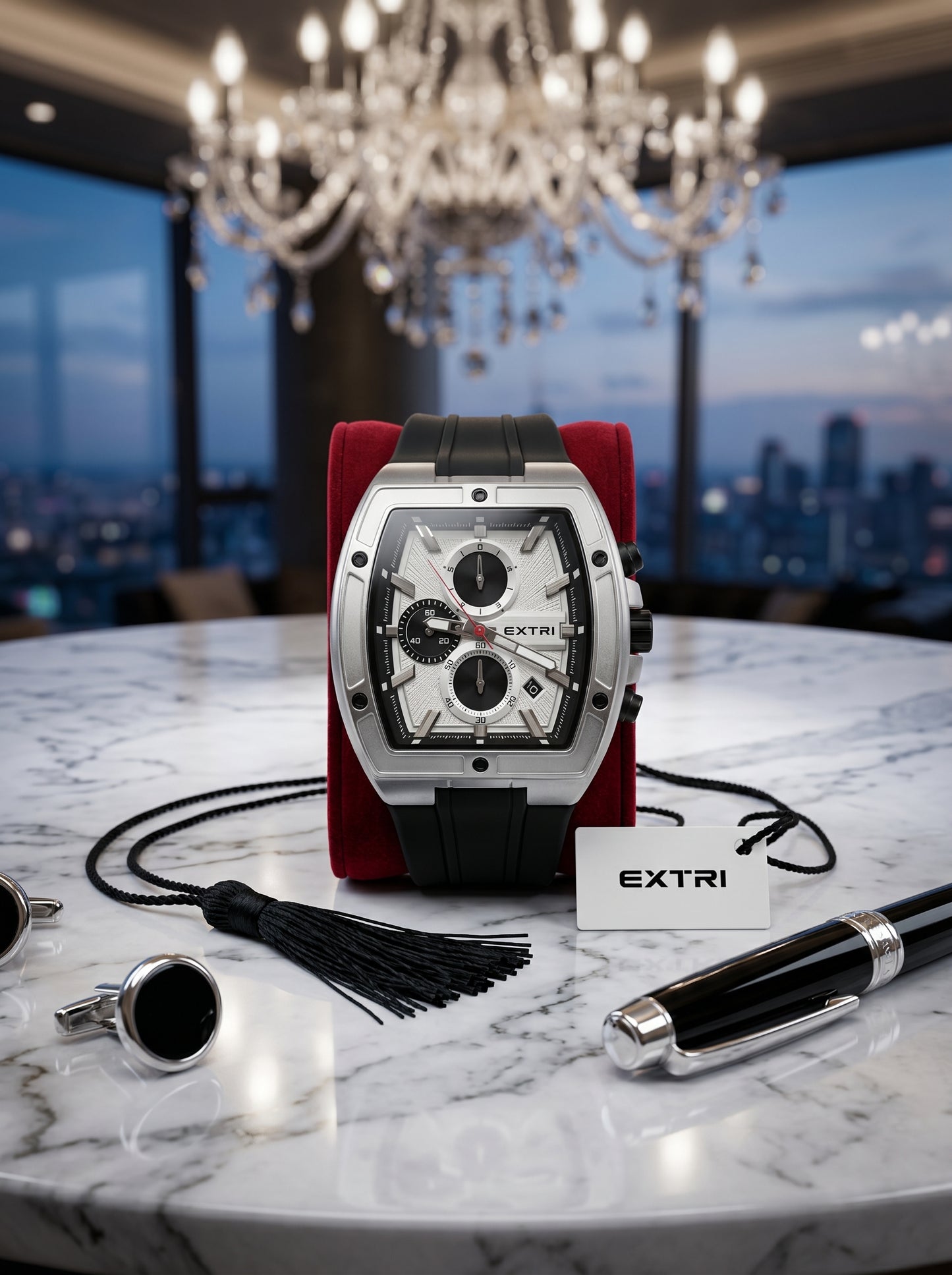 EXTRI Chronograph Tonneau Watch – X6089 Imperial Silver Edition