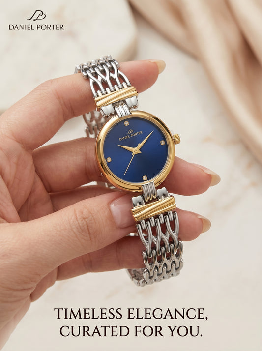Daniel Porter Royal Blue Luxury Women Watch – Gold & Silver Edition