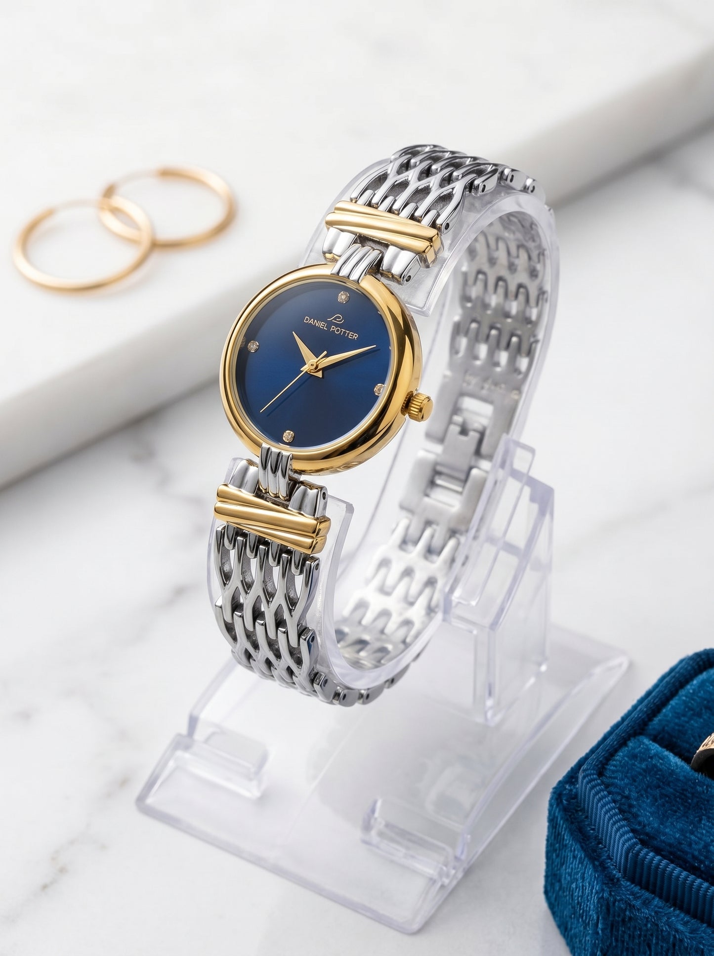 Daniel Porter Royal Blue Luxury Women Watch – Gold & Silver Edition