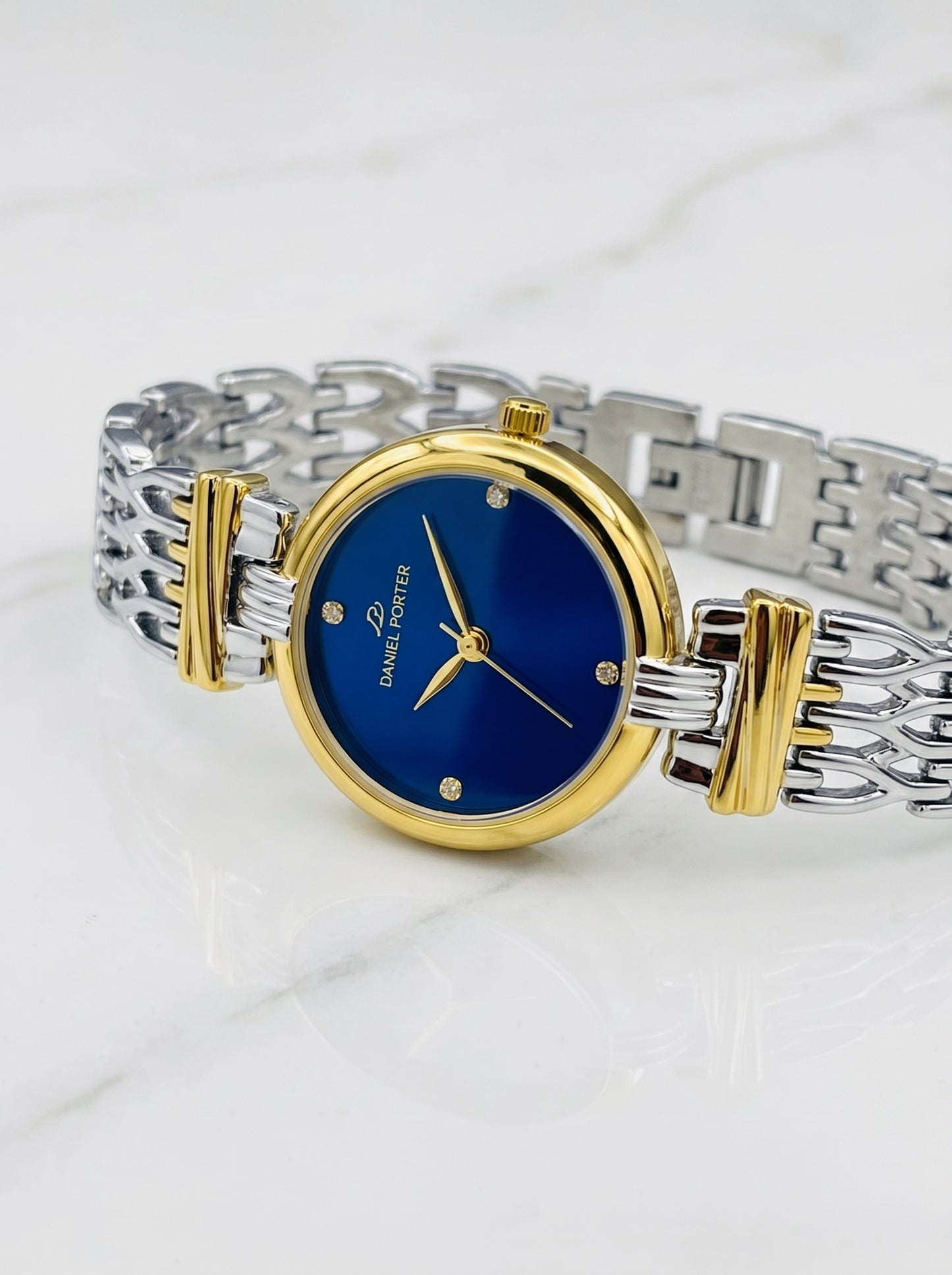 Daniel Porter Royal Blue Luxury Women Watch – Gold & Silver Edition
