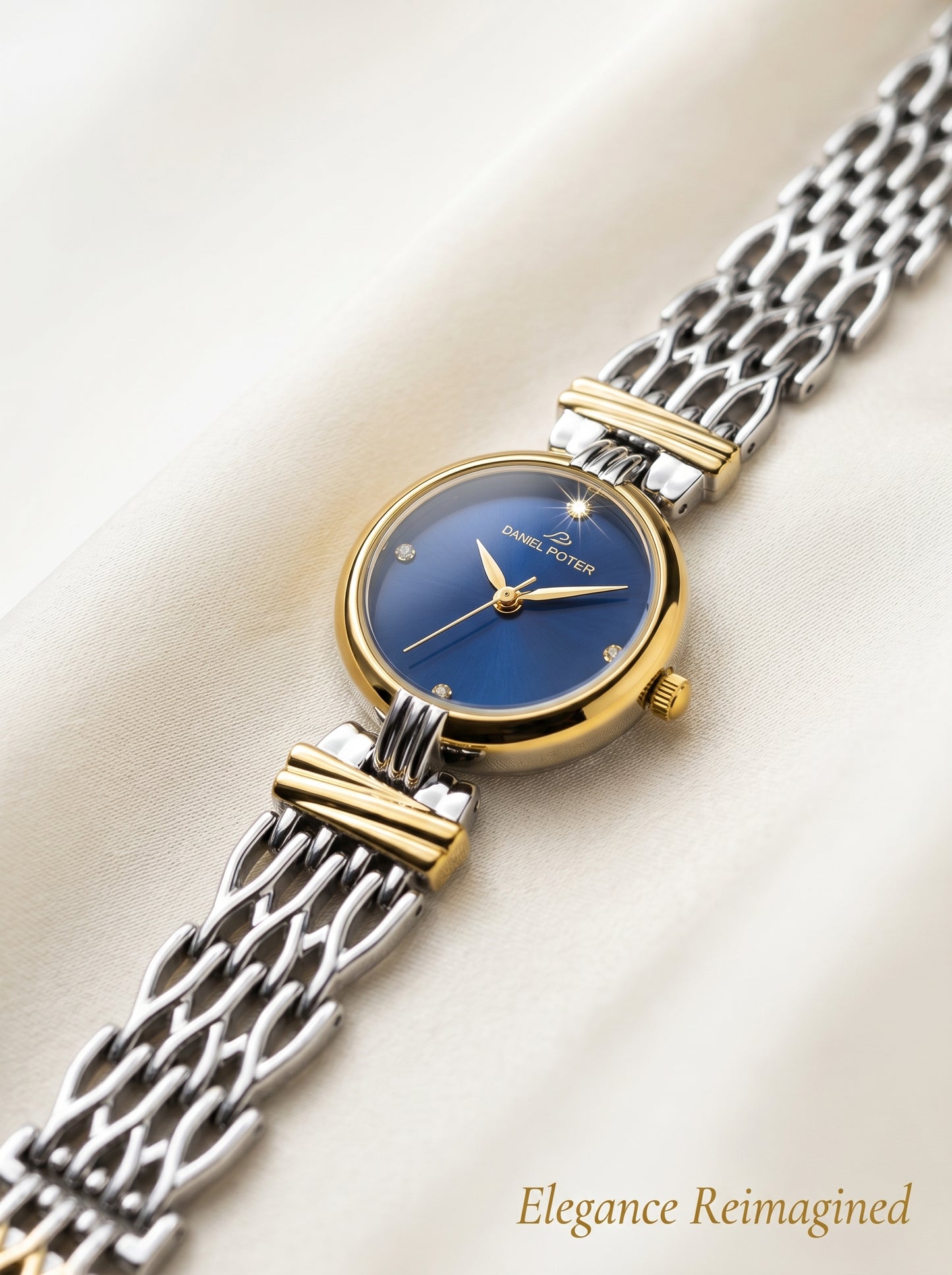 Daniel Porter Royal Blue Luxury Women Watch – Gold & Silver Edition