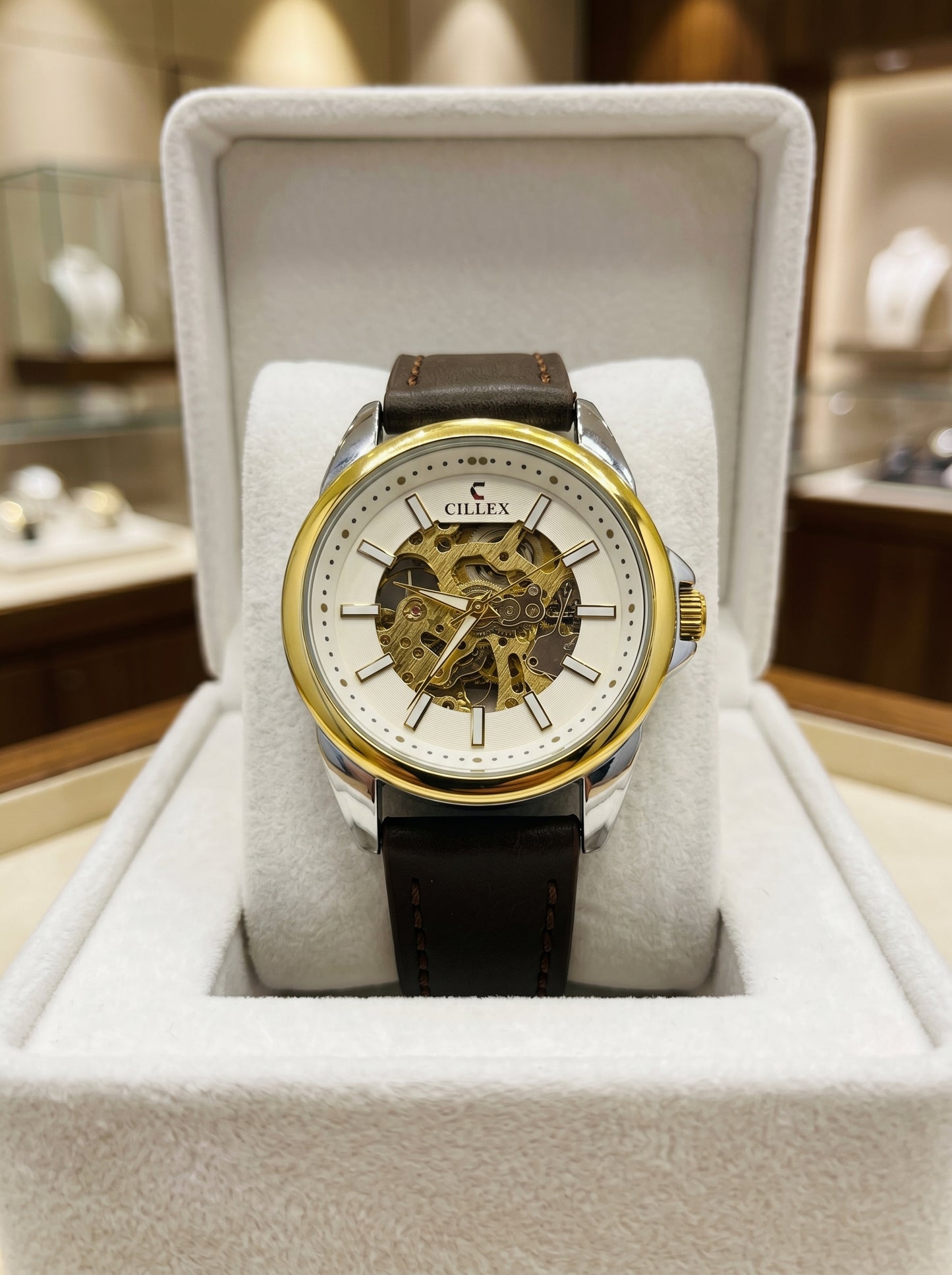 CILLEX Skeleton Gold Automatic Watch – Prestige Edition