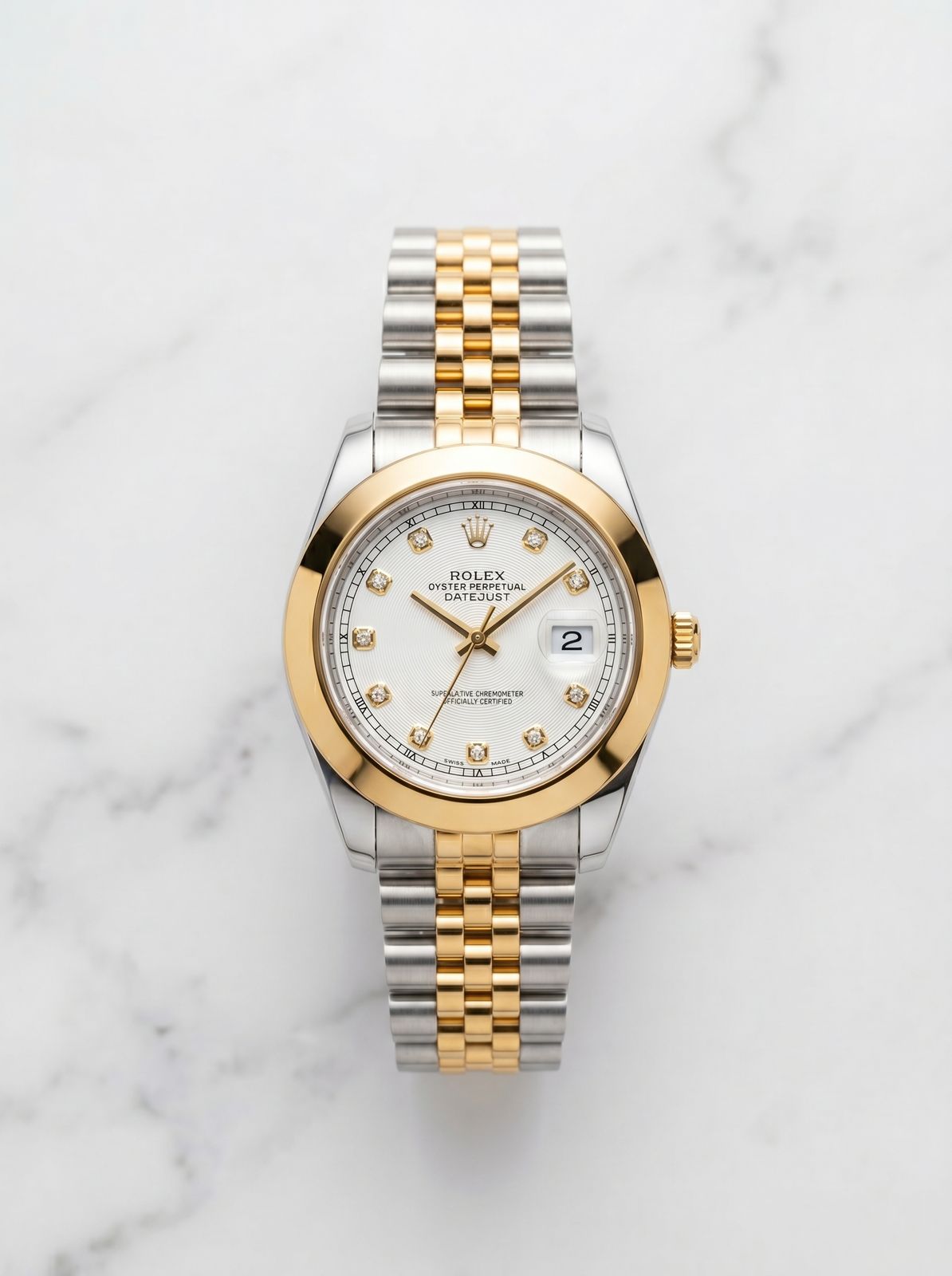 Rolex Datejust 36mm Two-Tone (Gold & Silver) Stainless Steel Watch with White Roman Dial