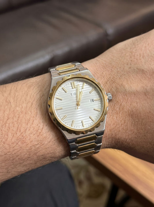 T.O.T 24-Hour Silver & Gold Two-Tone Luxury Wristwatch