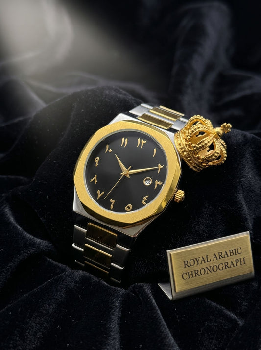 Elegant Two-Tone Gold & Silver Modern Watch with Blue Dial