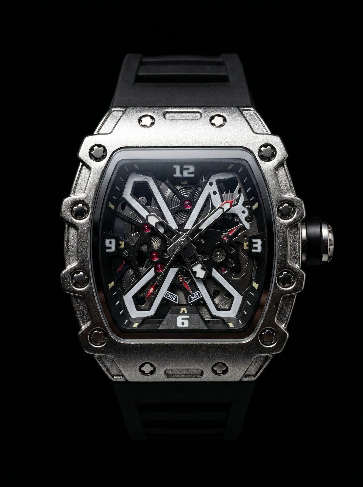 A.L.T.1.6 – Black Skeleton Watch (Silver Titanium Case)