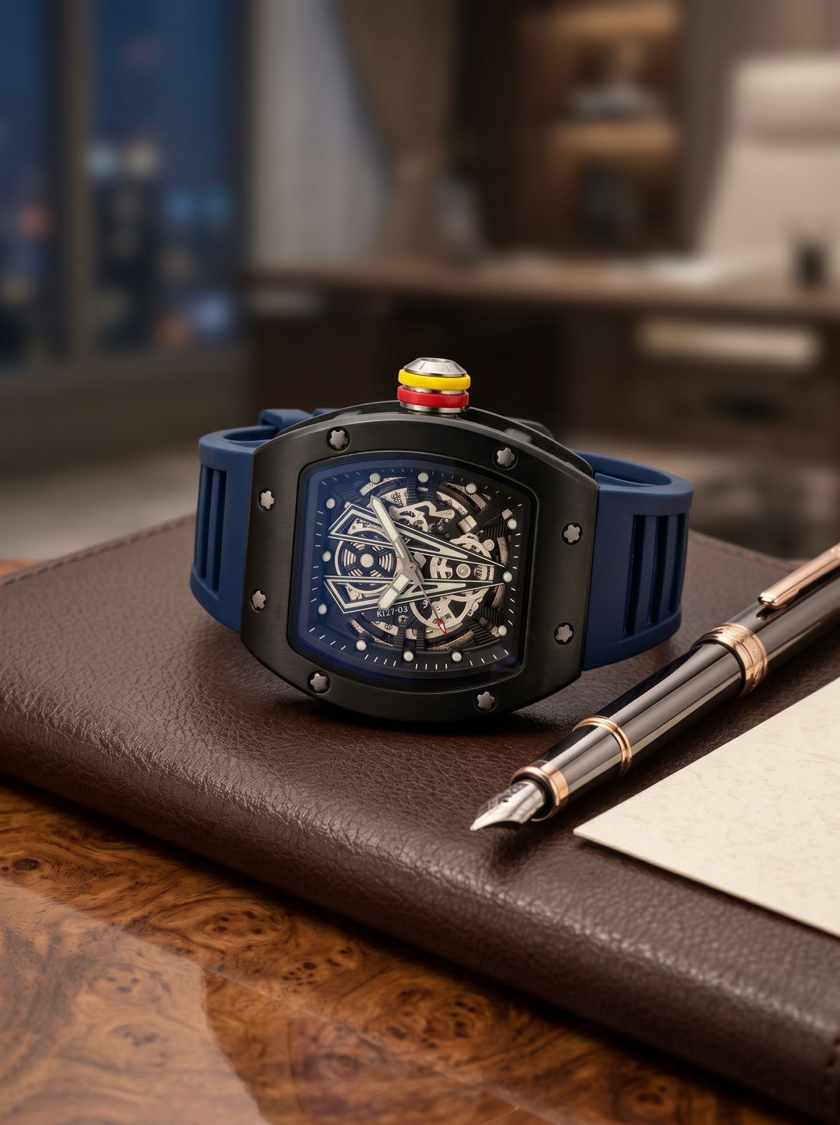 HODI Skeleton Black Rubber Strap Watch K127-03
