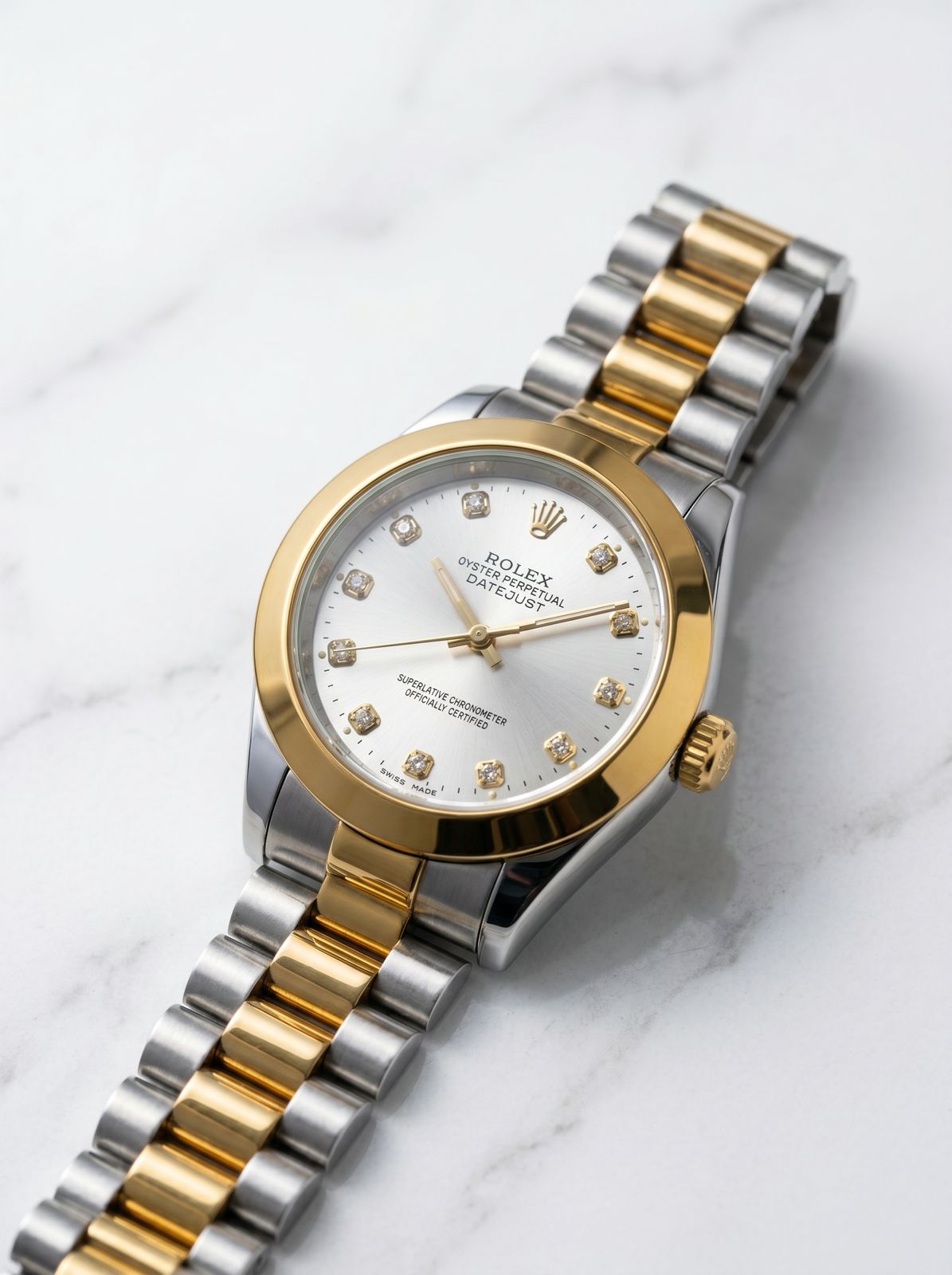 Rolex Oyster Perpetual Datejust 36mm Two-Tone (Gold & Silver) with Diamond Hour Markers